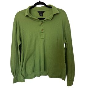 jf j.ferrar Green\Olive Collard Casual Button Down Shirt Unisex